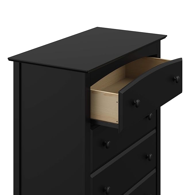Storkcraft Kenton 5 Drawer Dresser (Black) – GREENGUARD Gold Certified, Dresser for Kids Bedroom, Includes Safety-Focused Interlocking Drawer System