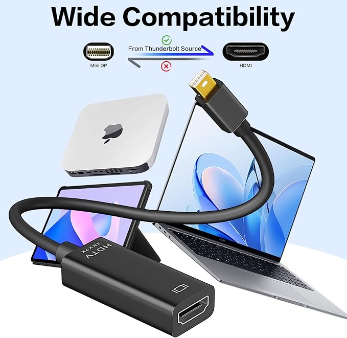 4K Mini DisplayPort to HDMI Adapter 2 Pack, 4K@30Hz Mini DP to HDMI Adapter, Gold-Plated Thunderbolt to HDMI Converter Compatible with MacBook Air/Pro, Microsoft Surface Pro/Dock, Monitor, Projector