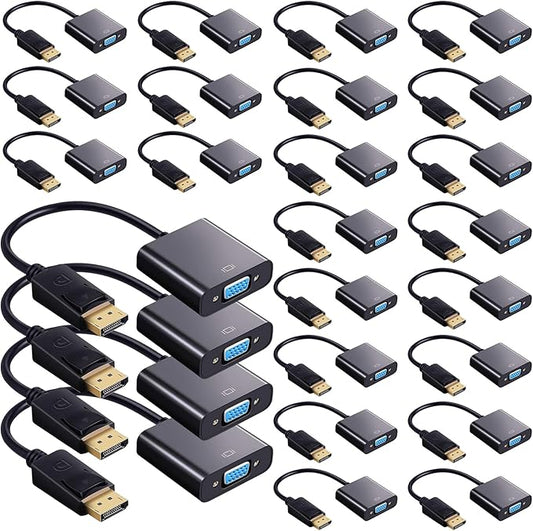 Yunsailing 30 Pack DisplayPort to VGA Adapters Gold Plated Compatible with Laptop Monitor PC Projector