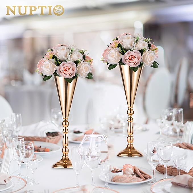 NUPTIO Flower Balls for Wedding Centrepieces - 10 Pcs 9.5in Diameter Artificial Flower Ball Arrangement Bouquet Peachy Pink & Creamy White Fake Rose Flowers Party Centerpieces for Weddings Tables