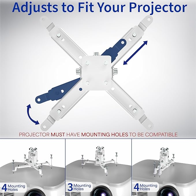 VIVO Universal Adjustable Wall Ceiling Projector Mount Bracket, Extendable Length Projection, White, MOUNT-VP06W