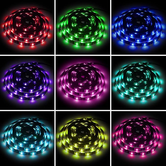Led Strip Lights Battery Powered RGB 2M 6.56ft Battery Operated Led Battery Lights with 3 Keys Controller Waterproof Battery Led Rope Lights for TV, Bedroom, Mirror, PC, Camping & Home Decoration