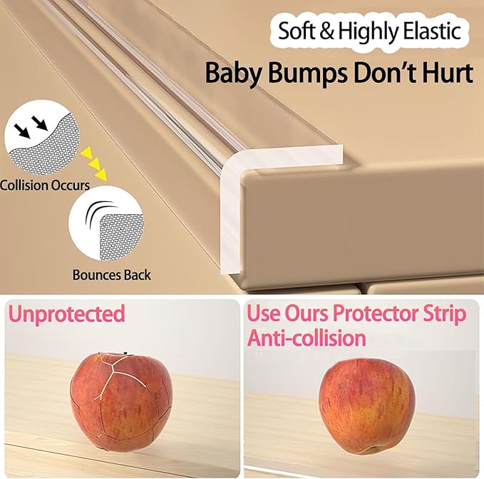 Clear Soft Corner Protectors for Furniture Strip,1.2in x6.56FT,2 Roll Sharp Edge & Table Bumper,Window Edge,Wall Protector,Soft Corner Guards Safe for Proof,Table Corner Protectors in Family