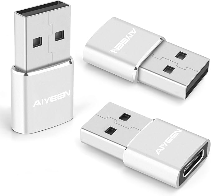 Upgraded USB C Female to USB A Male Adapter,Type C to USB A Charger Cable Converter for Apple AirPods,MacBook,iPhone 12 13 14 15 Series,iPad mini 6,Samsung Galaxy S20 S21 S22 (3Pack Silver)