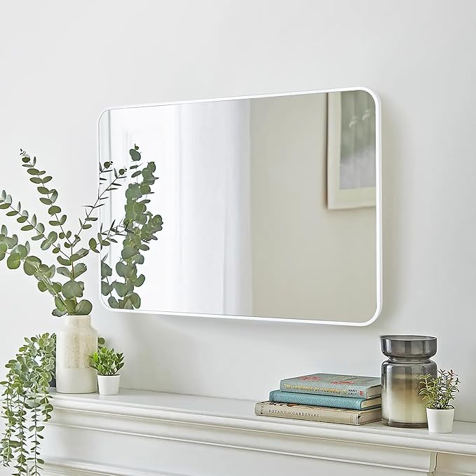 CULER White Bathroom Wall Mirror,20 x 30 Inch Rectangle Vanity Modern Tempered Glass Mirror for Bedroom,Living Room,Entryway