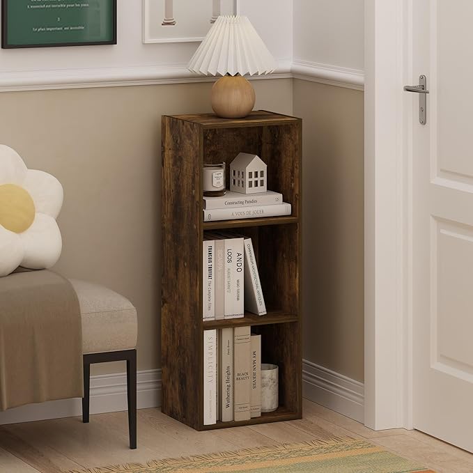 Furinno Luder 3-Tier Open Shelf Bookcase, Bookshelf, Amber Pine