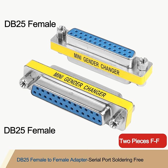 MEIRIYFA DB25 25 Pin Gender Changer D-SUB 25Pin Coupler Serial Cable Gender Changer RS232 VGA Adapter Connetor for Applications Pack of 2 (Female to Female)