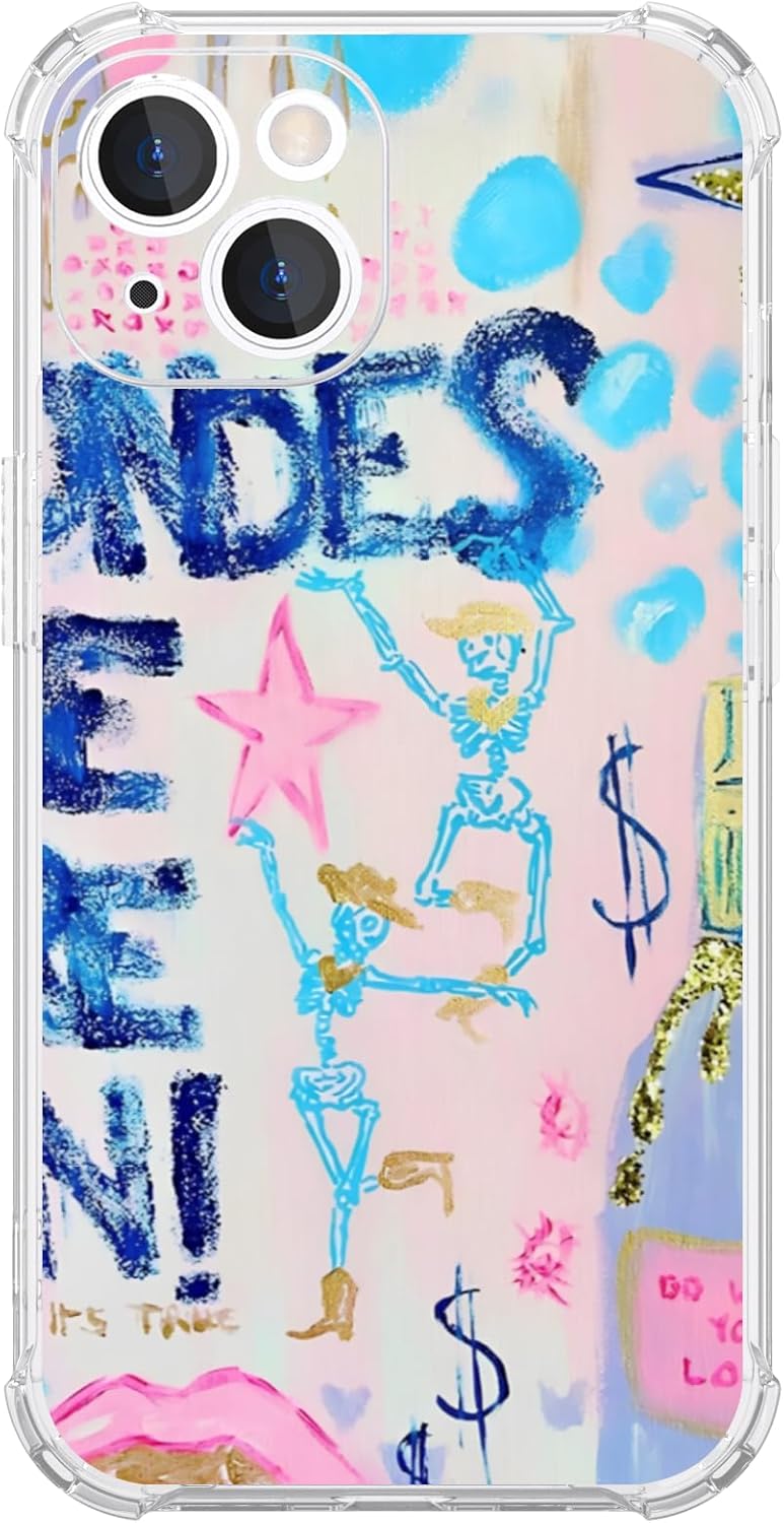 Preppy Art Phone Case Fit for iPhone 15 Plus, Wireless Charging Shockproof Clear Blondes Have More Fun Phone Cover Gift
