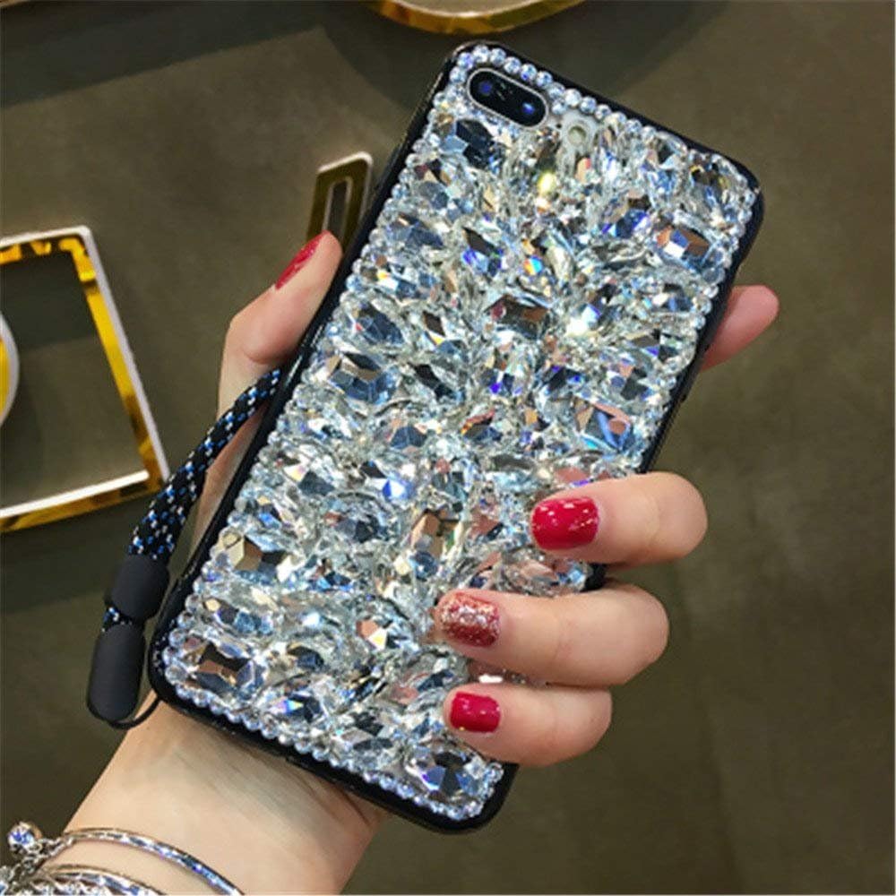Luxury 3D Handmade Rhinestone Bling Diamond Glitter Case for Samsung Galaxy J7 2018/J7 Aero/J7 Aura/J7 Top/J7 Refine/J7
