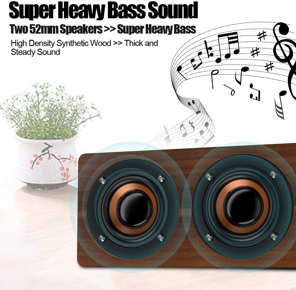 Yoidesu Bluetooth Speakers, Home Party Wireless Speaker with FM Radio, Portable Bluetooth Speaker (Brown)