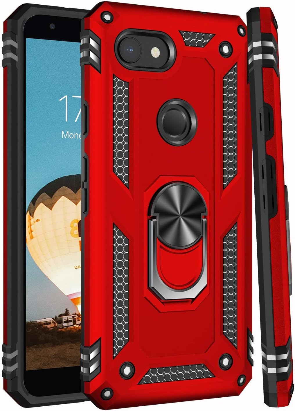 LUMARKE Google Pixel 3A Case with Screen Protector, Military Grade Protective Phone Cover with Magnetic Ring Kickstand