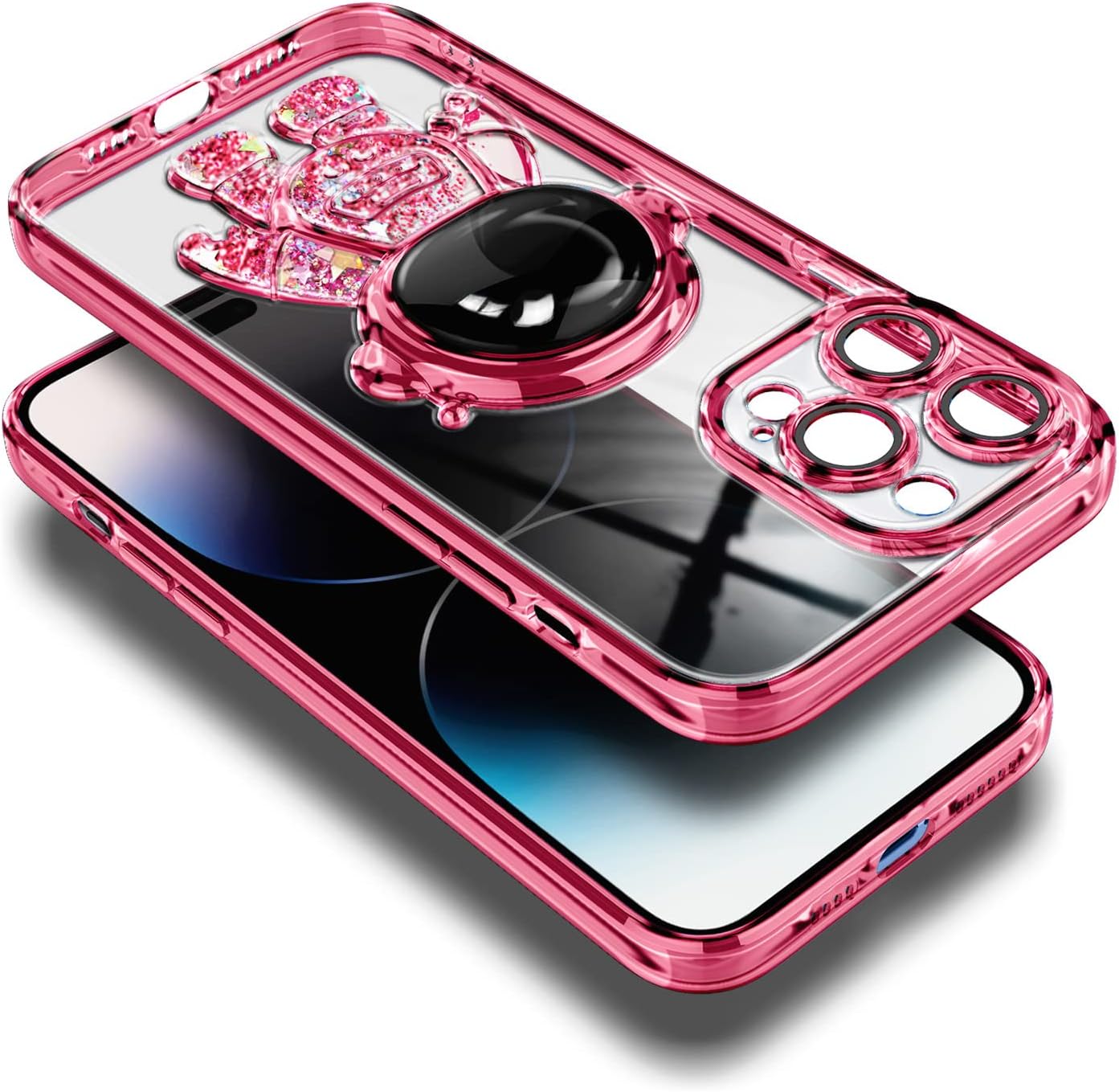 NGB Supremacy Liquid Floating Glitter Case for iPhone 11 Pro Max, 6.5 inch, Astronaut Rose Gold with Tempered Glass
