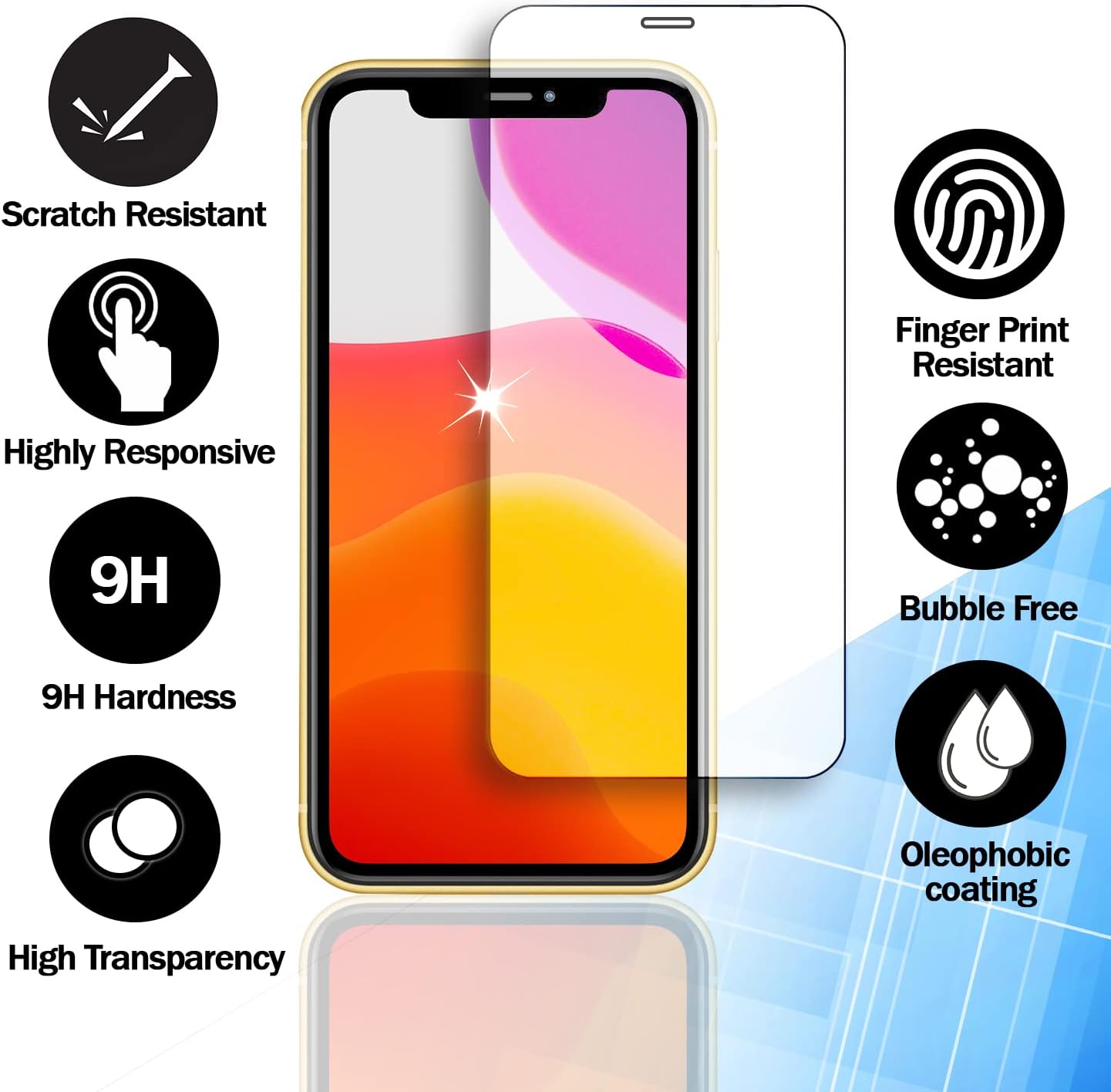 RKINC Screen Protector (4-Pack) for iPhone 12 Pro Max 6.7-Inch - Tempered Glass Film, 0.33mm, Bubble-Free