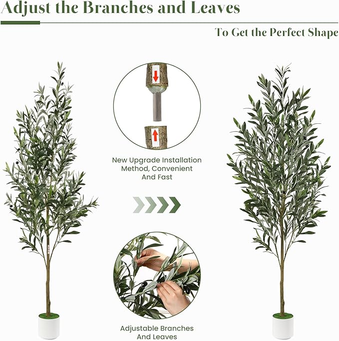 Alupssuc 5FT Artificial Olive Trees, Faux Silk Plant with Lively Artificial Trunk and Lifelike Fruits, Indoor Fake Potted Tree with White Planter for Modern Home Office Living Room Decor