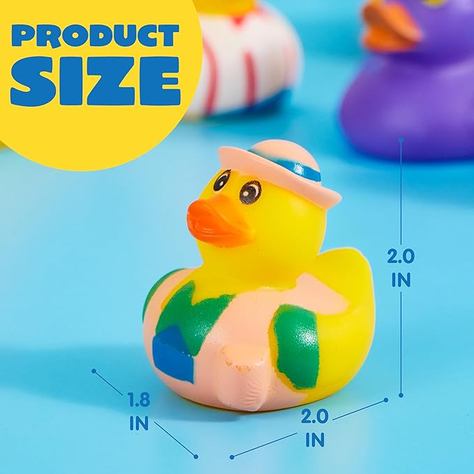 JOYIN 60 Pcs Rubber Ducks, Random Assortment Ducks Bulk with Mesh Carry Bag, Mini Rubber Duckies for Baby Bath Toys, Kids Toddler Summer Pool Toys Birthday Gifts Party Favors