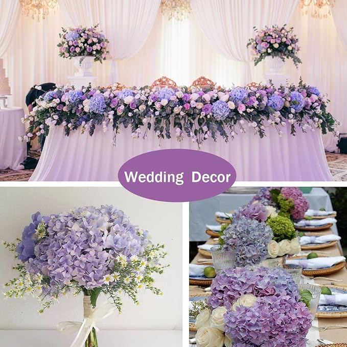 Hydrangea Artificial Flowers, 20 Pcs Purple Hydrangea Artificial Flowers Bulk, Faux Hydrangea Flowers for Outdoor, Fake Silk Hydrangea Flowers with Stems for Wedding Decoration Decor