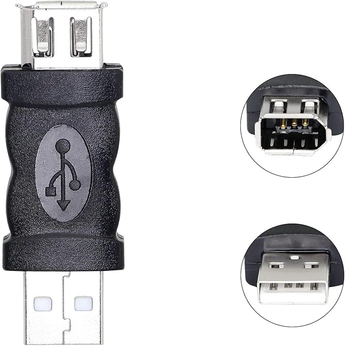 CERRXIAN Firewire IEEE 1394 6 Pin Female to USB Male Adapter Convertor for Printer, Digital Camera, PDA, Scanner, Hard Disk