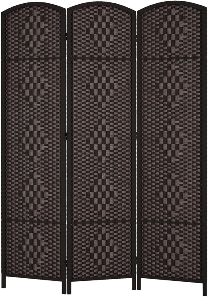 Rose Home Fashion 6 ft Tall Room Divider, Room Dividers and Folding Privacy Screens, 15.7in Privacy Screen 3 Panel Partition Temporary Wall Separation for Private, Dark Coffee