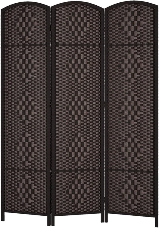 Rose Home Fashion 6 ft Tall Room Divider, Room Dividers and Folding Privacy Screens, 15.7in Privacy Screen 3 Panel Partition Temporary Wall Separation for Private, Dark Coffee