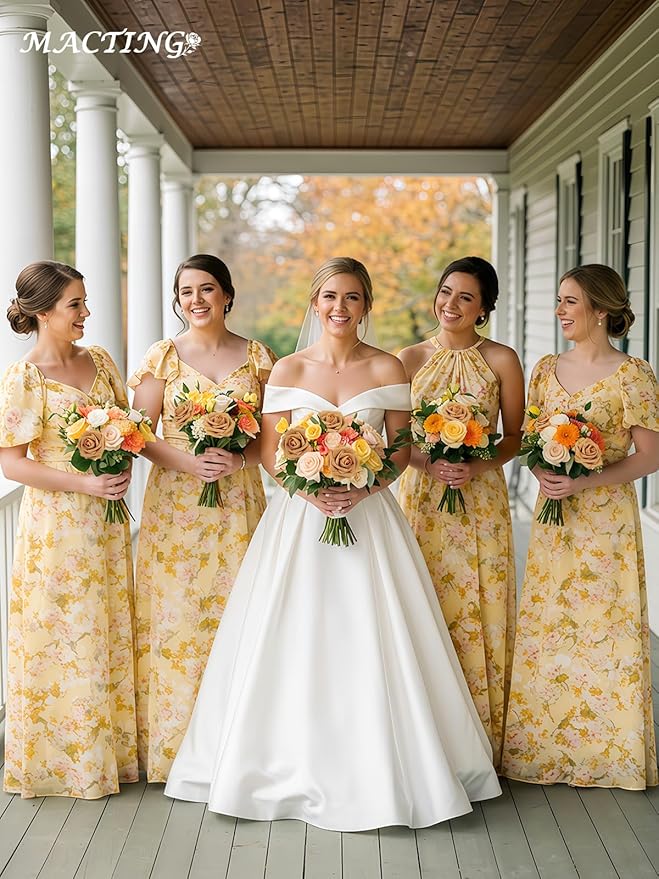 MACTING 30PCS Artificial Flower Roses Real Touch Fake Rose Flowers with Stem Gold Yellow Foam Roses for DIY Wedding Bouquet Table Centerpieces Party Baby Shower Spring Home Mothers Day Decorations
