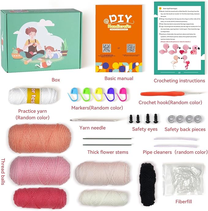 Wizardi Amigurumi DIY Crochet Kit - Flamingos F07N8-M205