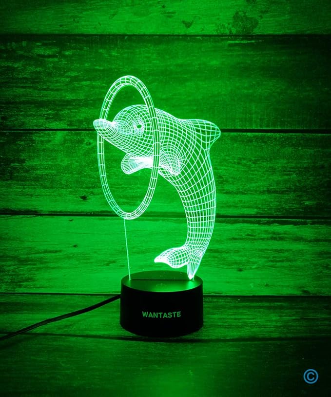 3D Dolphin Decor Lamp with Remote, 7 Color Changing Night Light Toys, Ocean Porpoise Birthday Gift for Kids, Girls, Boys