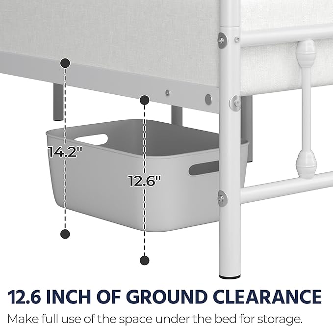 Yaheetech Classic Metal Platform Bed Frame Mattress Foundation with Victorian Style Iron-Art Headboard/Footboard/Under Bed Storage/No Box Spring Needed/Full Size White