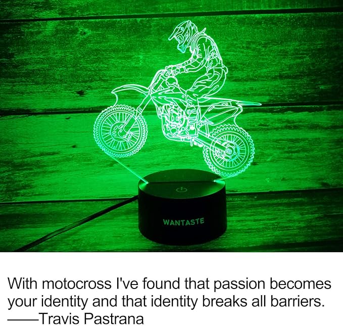 Motocross 3D Lamp Gift with Remote, Dirt Bike Decor Toys for Boys Girls Room, 7 Colors Changing Nightlight Bedside for Kids Baby