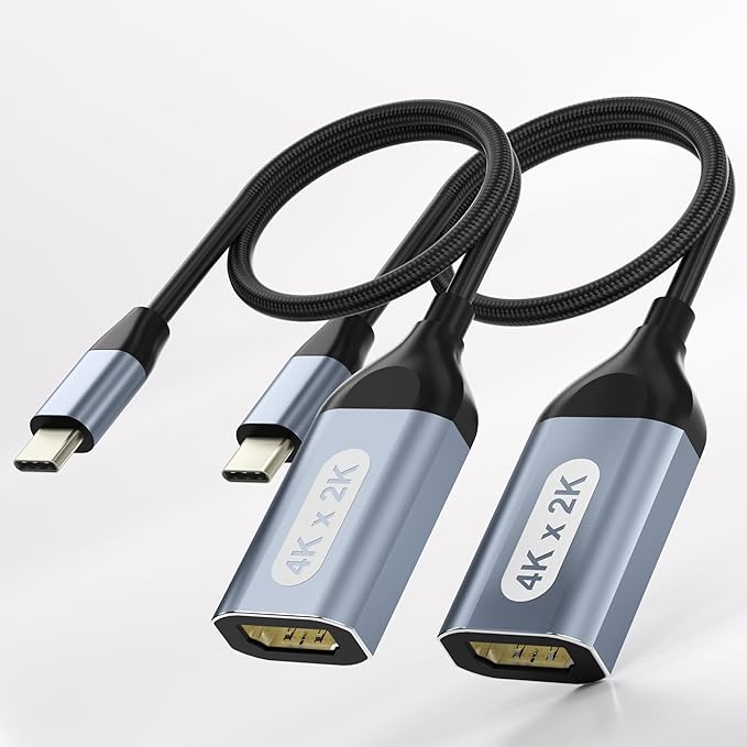 USB C to HDMI Adapter, Thunderbolt to HDMI Adapter 4K Cable, USB Type-C HUB for Laptop MacBook Pro/Air, iPhone16/15 Pro Max, Dell XPS, HP, Thinkpad, Etc. (2 Pack)
