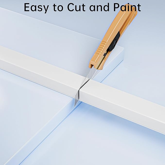283in PVC Wire Covers for Cords on Wall, One-Cord Cable Concealer Kit, Paintable Cable Raceway Management, Cord Hider, Max for 2 Small Cords for Home Office, W0.59in H0.4in