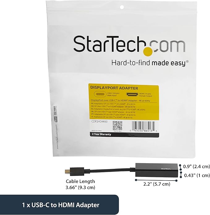 USB-C To HDMI Adapter with HDR - 4K 60Hz - Black