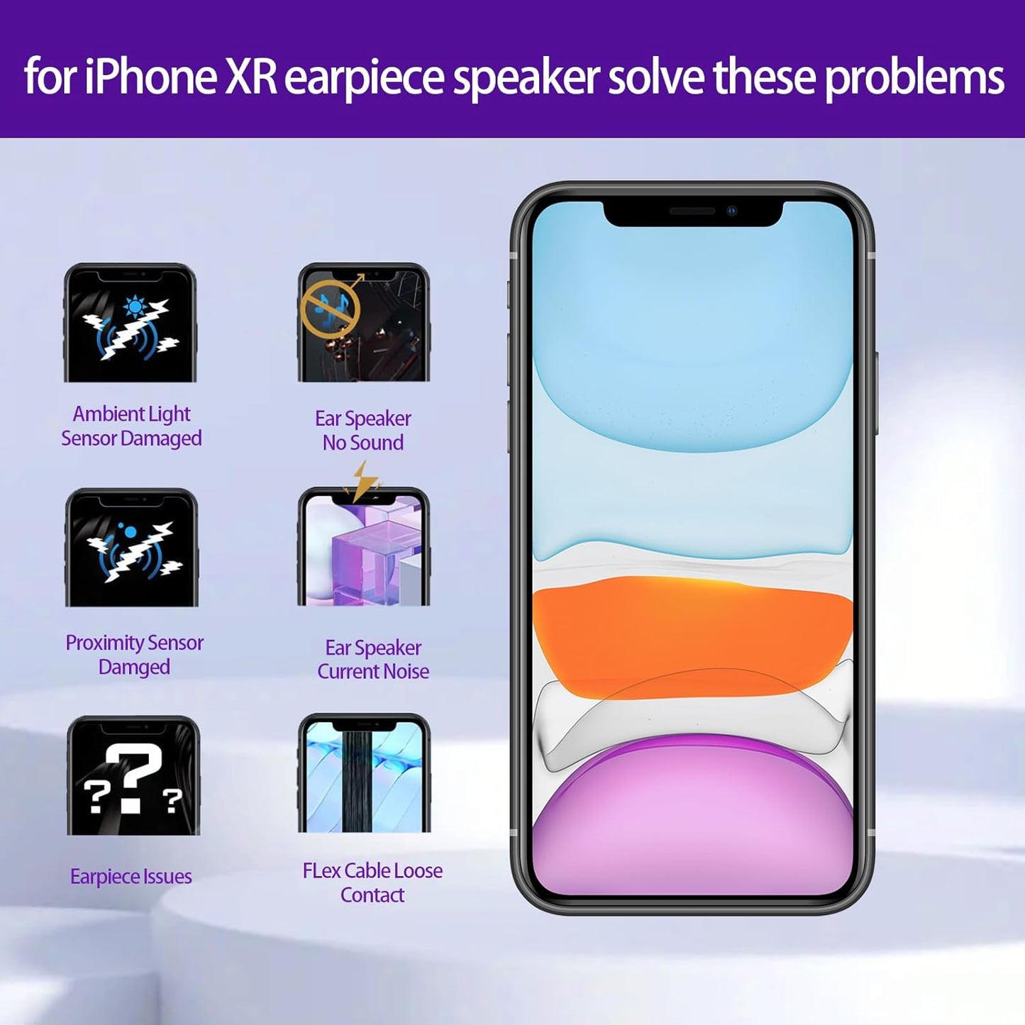 iPhone XR Earpiece Speaker Replacement, Proximity Sensor Flex Cable with Repair Kits for iPhone XR