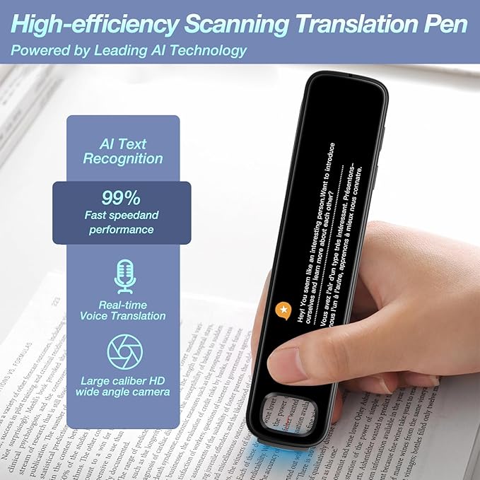 Translation Pen, 3.71" Scan Translation Pen with 142 Language Scanning Reading Pen, Offline Translation, Voice Translation, Portable Translation Device for Learners, Globetrotter