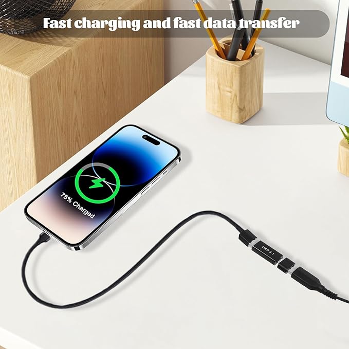 5PCS USB C to USB A Adapter &2 OTG Adapters,USB C Female to USB A Female Coupler Convert 10Gbps Usb3.1 to C Adapter Connector Bi-Directional High Speed USB Extension Connector Support Charge Data Sync