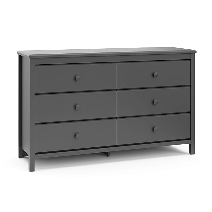 Storkcraft Alpine 6-Drawer Dresser (Gray) – GREENGUARD Gold Certified, Gray Dresser for Bedroom, Kids & Nursery Storage Drawers, Safety Interlocking Drawers, Pre-Installed Tracks, Kids Bedroom