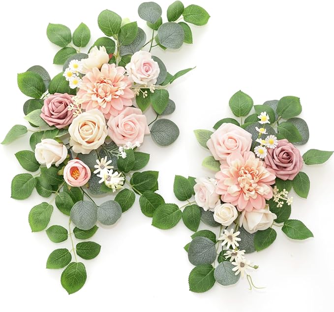 Artificial Flowers Decorations Pack of 2,Centerpieces for Wedding Reception Backdrop Decoration, Floral Decor Wall Home Entryway OutdoorDecorations (Pink)
