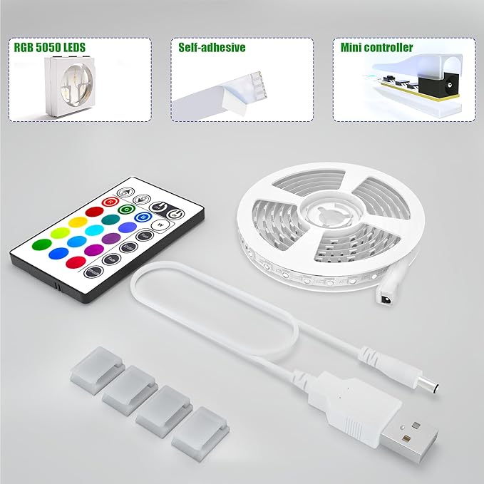 maylit Tv Led Backlight, 22.3ft Led Strip Lights for 85-100in Tv, Tv Lights kit with Remote, RGB Bias Lighting for Room Decor