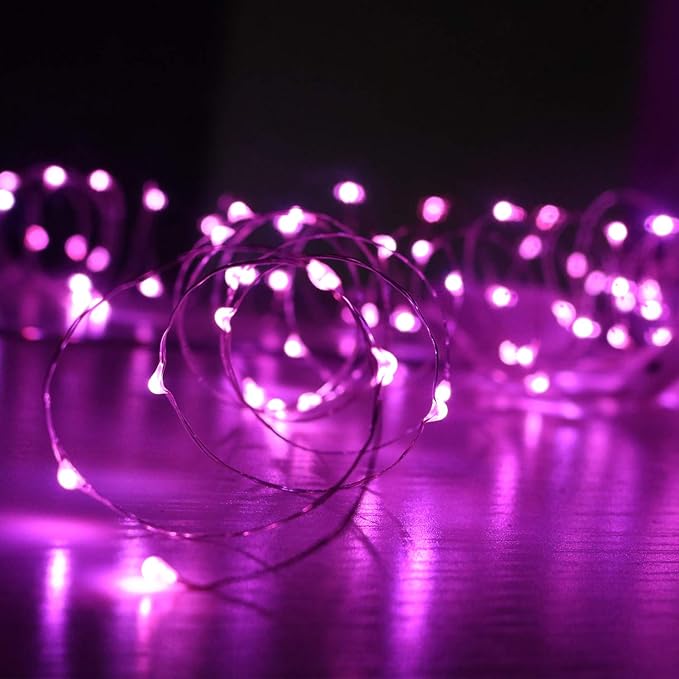 OakHaomie 6 Pack 10ft(3m) LED Starry String Lights 30 Micro LEDs on Silvery Copper Wire,2pcs CR2032 Batteries Required and Included,for DIY Wedding Christmas Centerpiece Table Decorations (Pink)