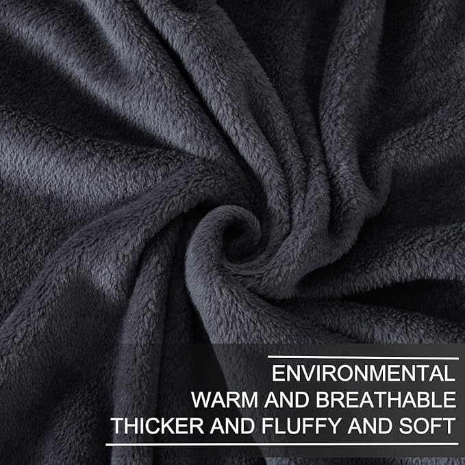 Fleece Blanket Queen Size for All Season 350GSM - Premium Lightweight Anti-Static Throw for Queen/Full Size Bed Extra Soft Brush Fabric Warm Sofa Thermal Blanket 90" x 90"(Dark Gray Queen)