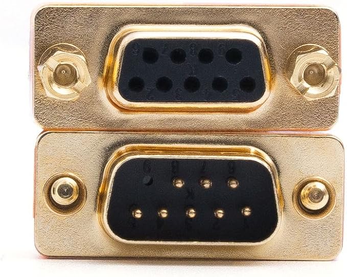 DB9 Null Modem Adapter Male to Female Slimline Data Transfer Serial Port Adapter Gold Plated 2 Pack