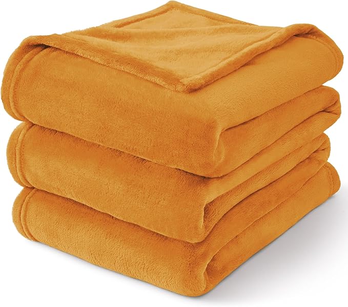 BEDELITE Fleece Blanket Twin Size Burnt Orange Throw Blankets for Couch & Bed, 300GSM Luxury Plush Cozy Fuzzy Fall Blanket 60x80 inches, Super Soft & Warm Blankets for Travel Camping