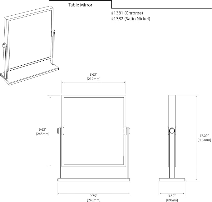 Gatco 1382 Elegant Table Mirror 9.75"W x 12"H