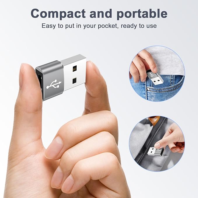 USB C to USB Male Adapter,4 Pack Type C Female to USB A Male Charging Cord Converter for iPhone 17e 17 16 15 14 13 12 Pro Max Samsung Galaxy S26 Ultra S25 S24 S23 S22 S21 S20 Plus Pixel 10a 10 9 Pro