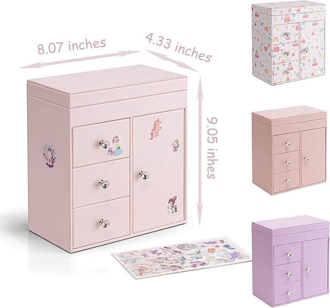 Vlando Musical Jewelry Box with Spinning Ballerina, Girls’ Jewelry Organizer for Necklaces Rings and Hair Accessories, Gift for Girls and Kids, Purple