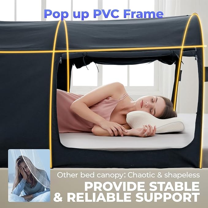 Alvantor Bed Tent Queen Blackout Sleeping Tent Bed for Adults Queen Size Beds Canopy Pop Up Indoor Tents Portable Dream Privacy Tents for Beds (Mattress Not Included)
