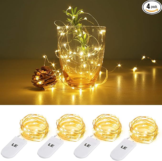 Lighting EVER Fairy Lights Battery Operated 20 LED Mini String Lights, Waterproof Small Pixie Lights for Mason Jars, Crafts, DIY Decorations, Wedding Party Centerpieces, Bedroom Christmas Décor