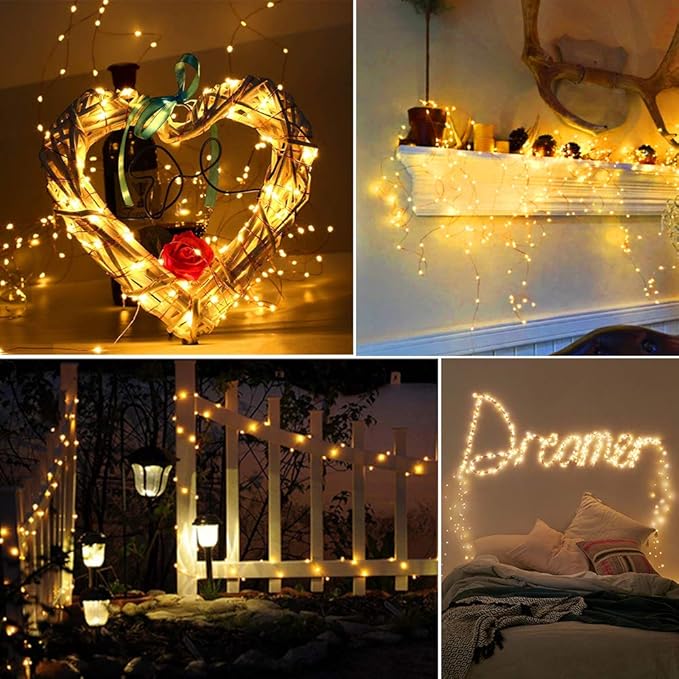 Moobibear Ultra Long LED String Lights 164ft 500 LEDs Copper Wire Lights, UL Listed Plug in Warm White Fairy Lights with ON/Off Switch for Bedroom Patio Wedding Party Valentines Day Decor