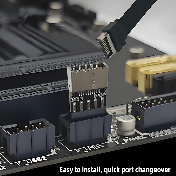 USB 2.0 to USB 3.2 Gen 1 Header Adapter Front Panel Connector Motherboard 9Pin to Type-E/USB C
