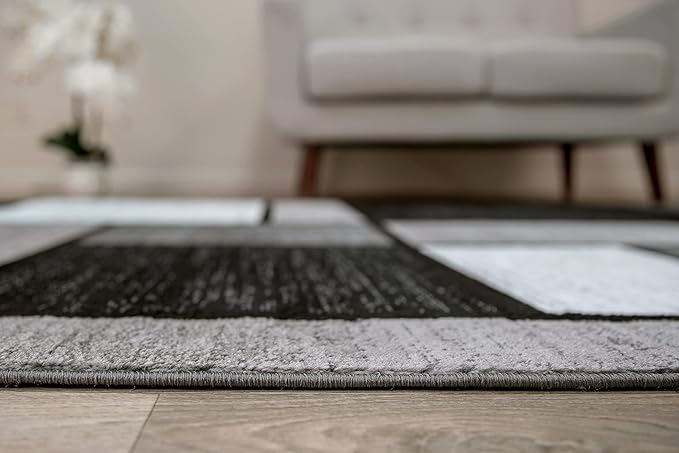 Rugshop Contemporary Modern Boxes Easy Cleaning for Home Office,Living Room,Bedroom,Kitchen Non Shedding Area Rug 9' X 12' Gray