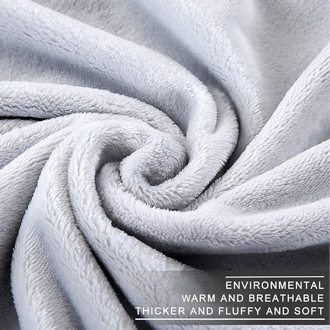 Polar Fleece Blankets Twin Size for The Bed Extra Soft Brush Fabric Super Warm Sofa Blanket 66" x 90"(Light Gray Twin)